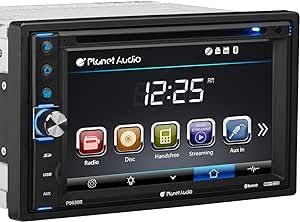 Planet Audio P9630B Car DVD Player - Double Din, Bluetooth Audio and Hands-Free Calling, 6.2 Inch LCD Touchscreen Monitor, MP3 Player, CD, DVD, WMA, USB, SD, AUX In, AM/FM Radio Receiver